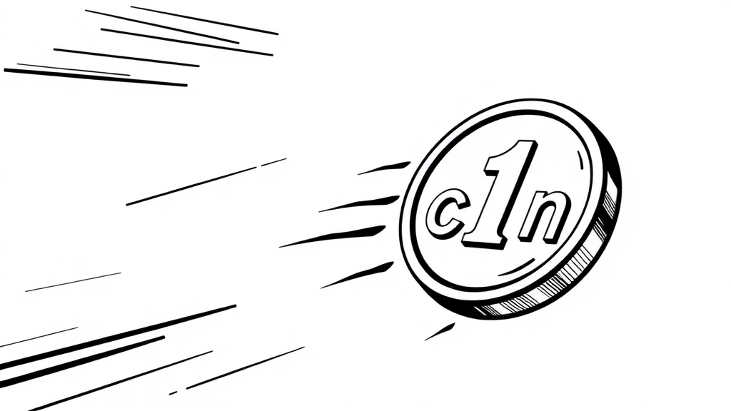 A token moving fast to the right with the engraving "1 scan"  
In the style of a comic icon in black ink only on a white background