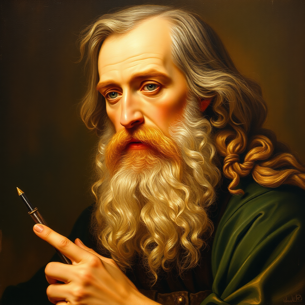 Leonardo Da Vinci is painting himself.