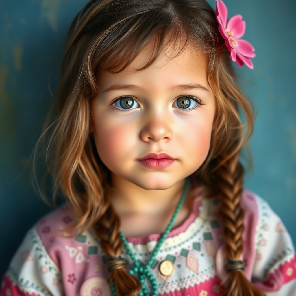 A lovely little girl, an ancient little girl about four or five years old.