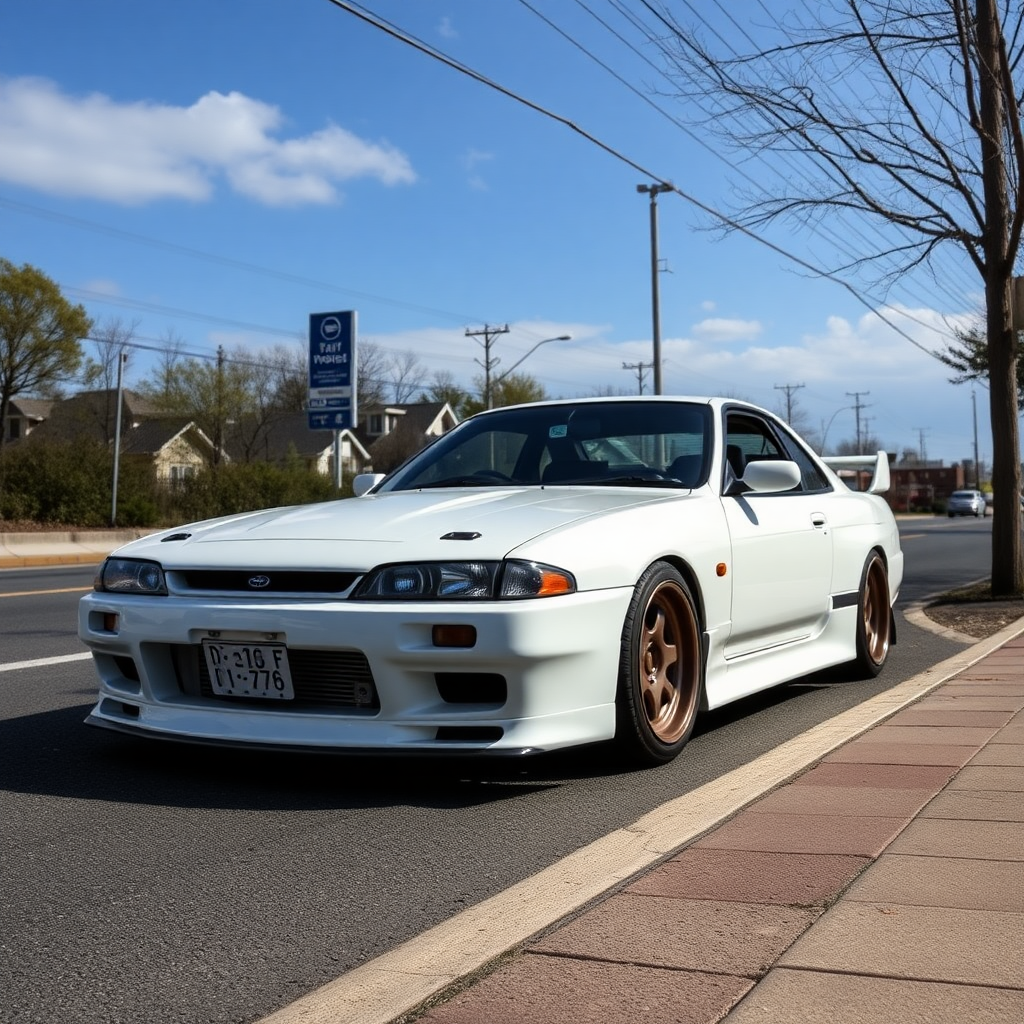 nissan silvia s14 the car is parked on the side of the road, inspired by Taiyō Matsumoto, tumblr, restomod, nd4, c4