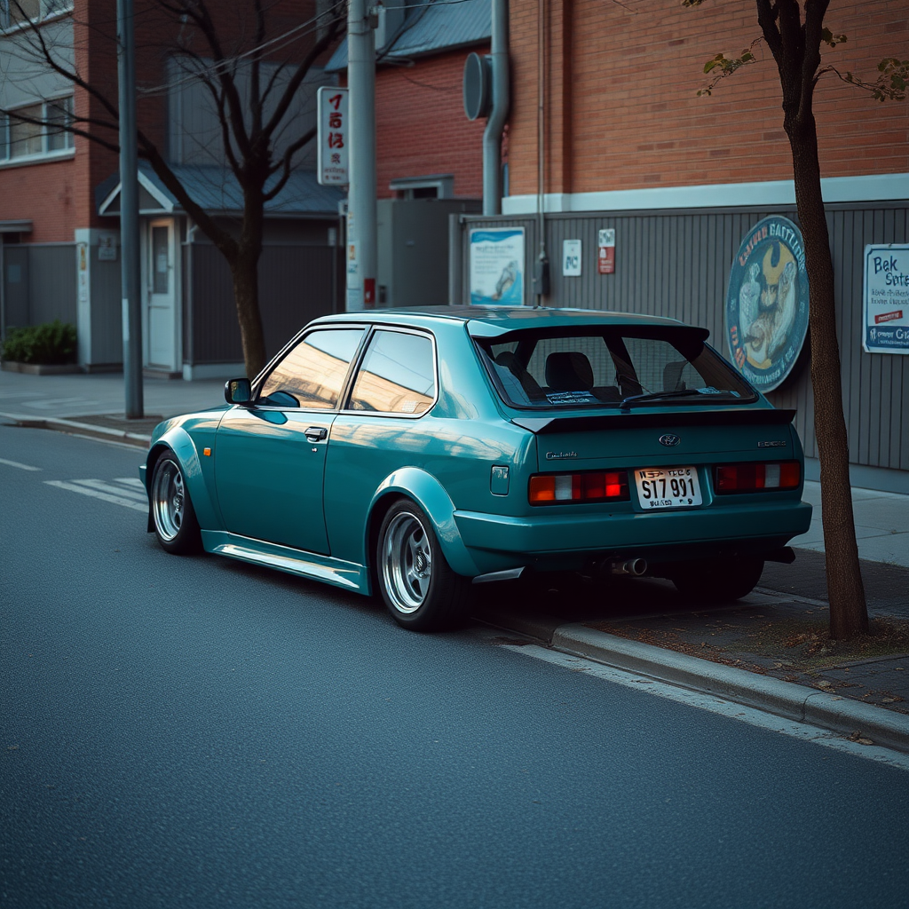 the car is parked on the side of the road, inspired by Taiyō Matsumoto, tumblr, restomod, nd4, c4