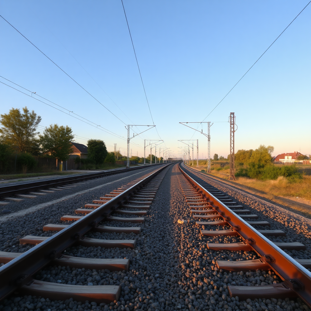 train tracks viewed from a distance in a horizontal manner