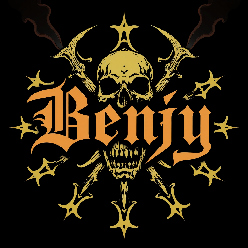 a death metal logo that says "Benjy"