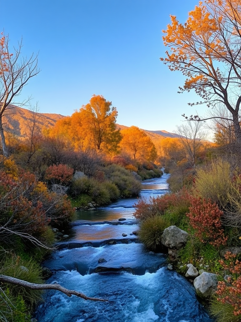 Autumn in the Mediterranean vegetation with a long stream.