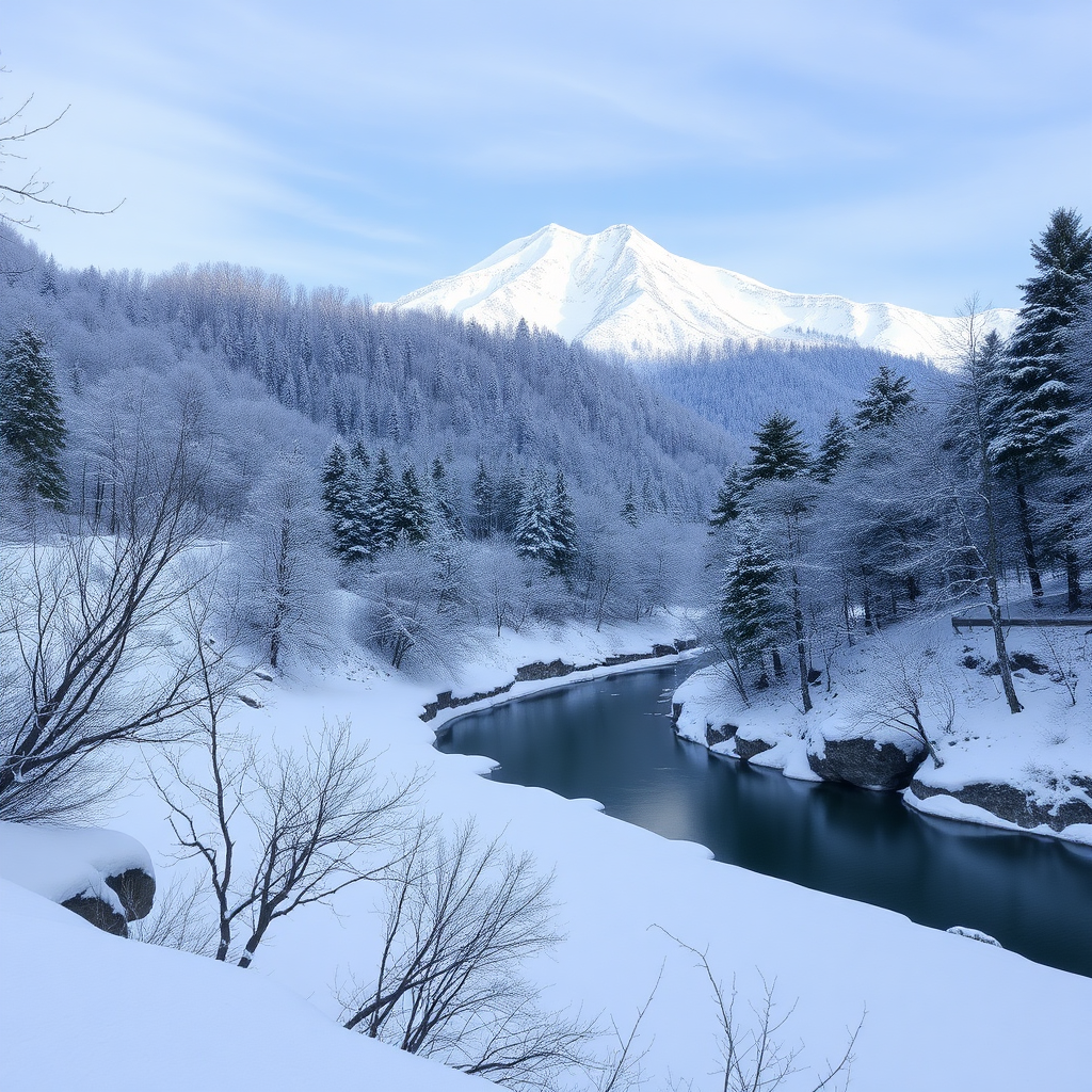 winter in japanese mountain setting