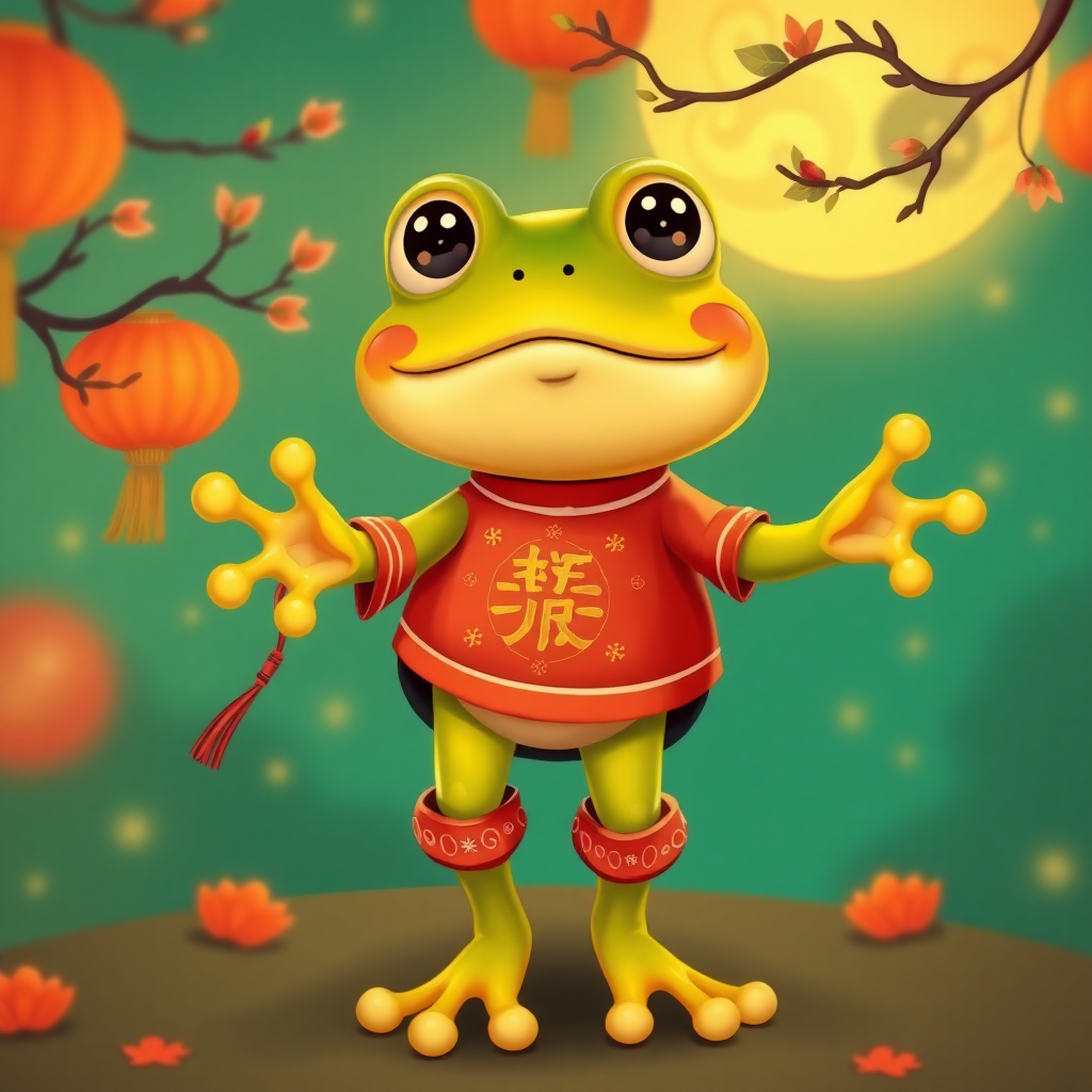 Pepe the frog celebrating Mid-Autumn Festival