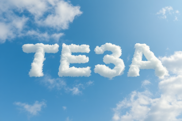 the text "TE23A" made out of clouds in the sky