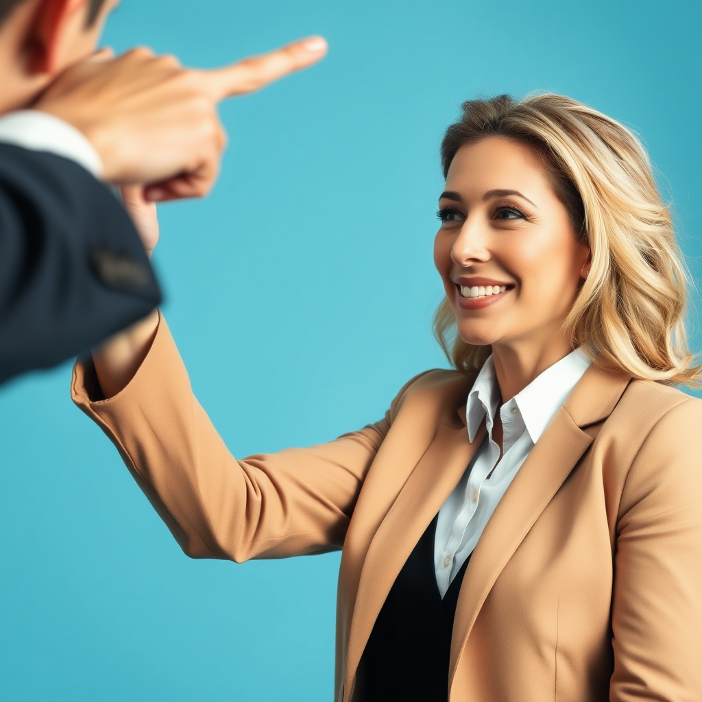 mature attractive business woman getting punched in the face