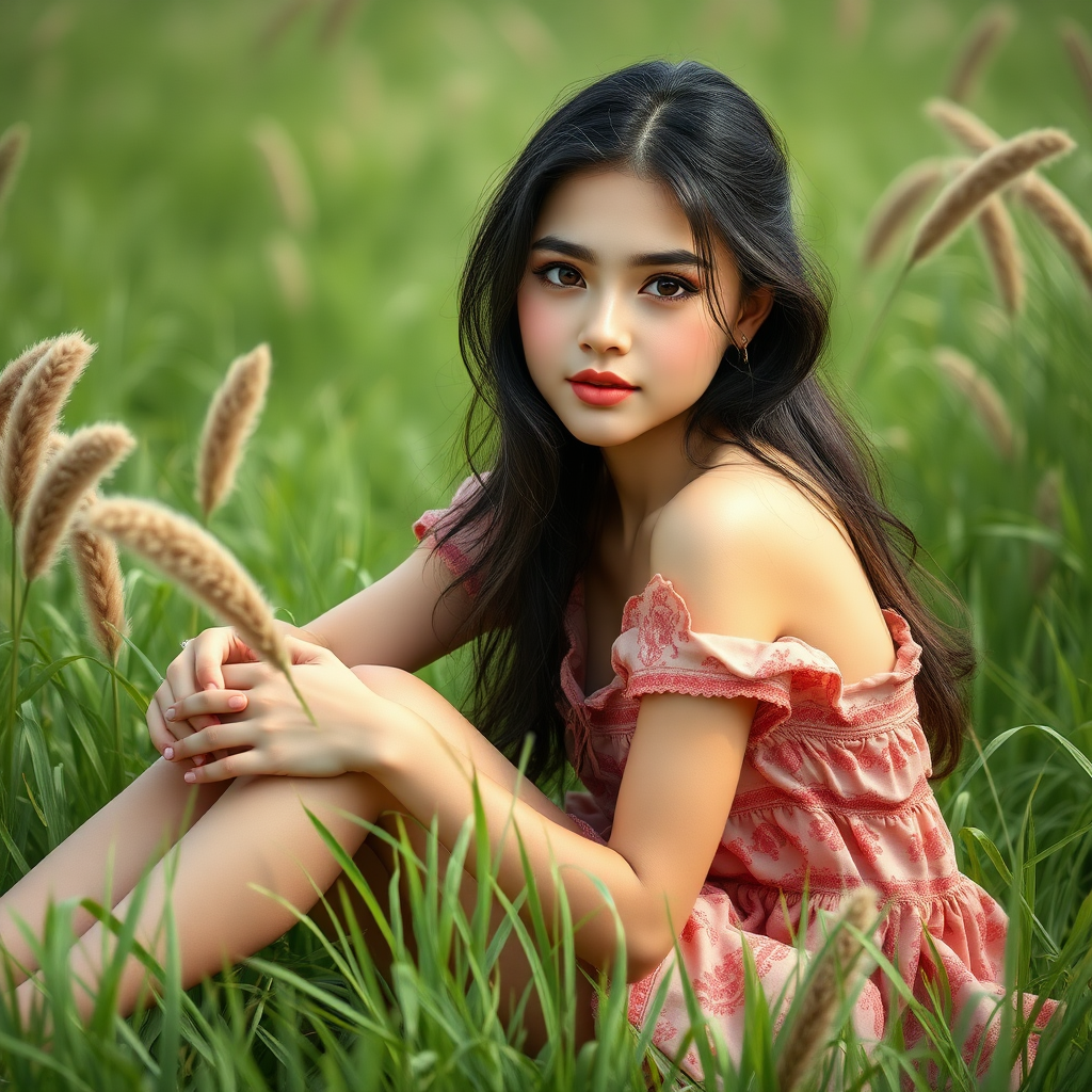 8k photorealistic beautiful girl on grass