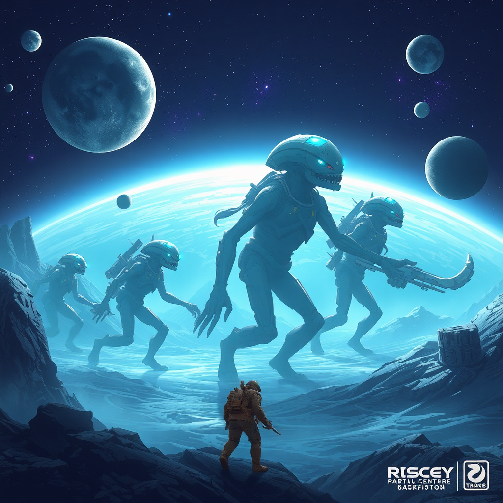 Concept art for a video game based on evolution and space exploration.