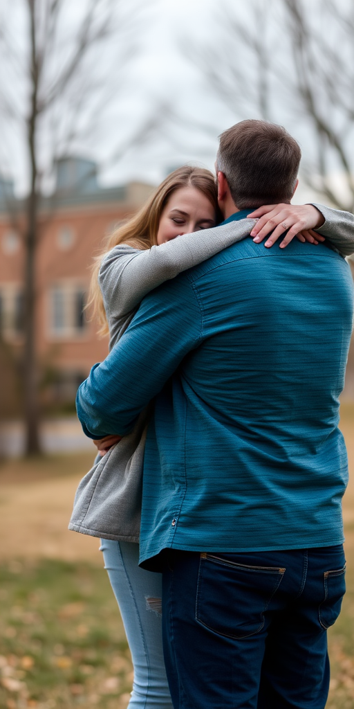 a woman hug a man