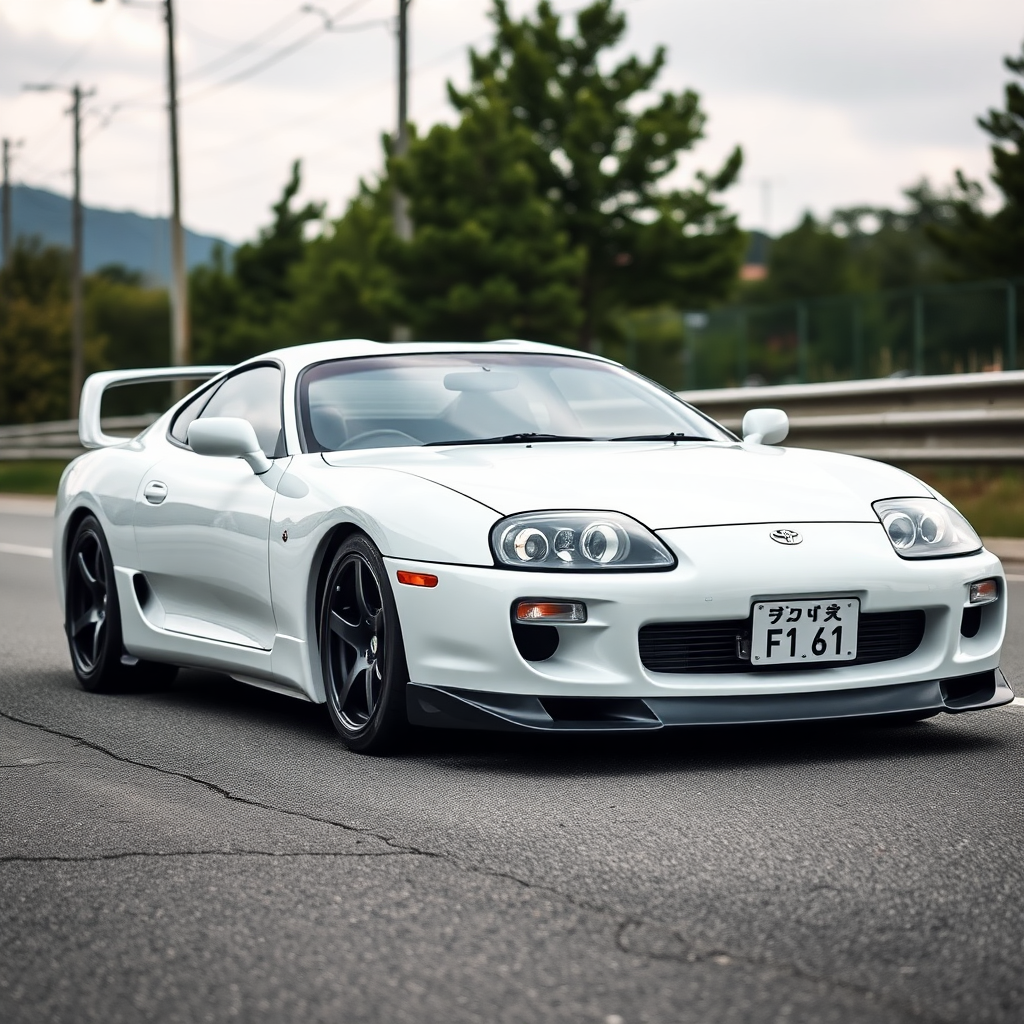 toyota supra the car is parked on the side of the road, inspired by Taiyō Matsumoto, tumblr, restomod, nd4, c4