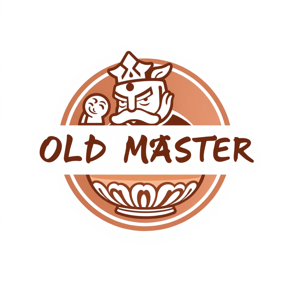 Draw the logo for a Chinese "Old Master" fast food restaurant.