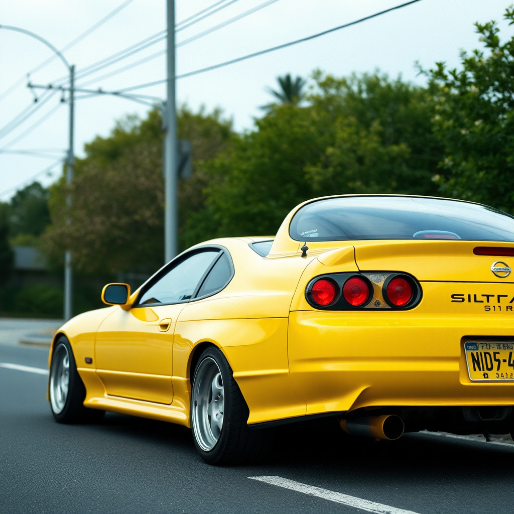 nissan silvia s14 the car is parked on the side of the road, inspired by Taiyō Matsumoto, tumblr, restomod, nd4, c4