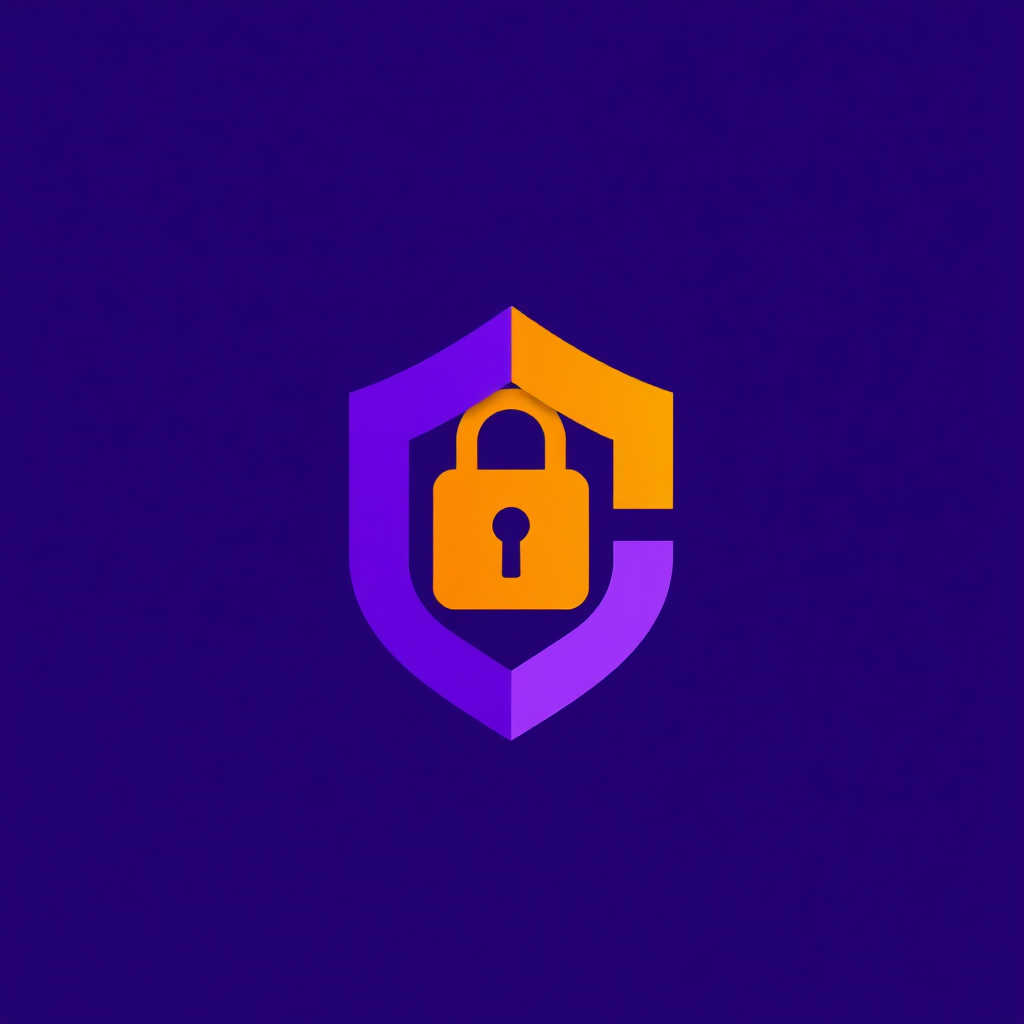 Purple orange white Logo representing an Encryption & Decryption tool.