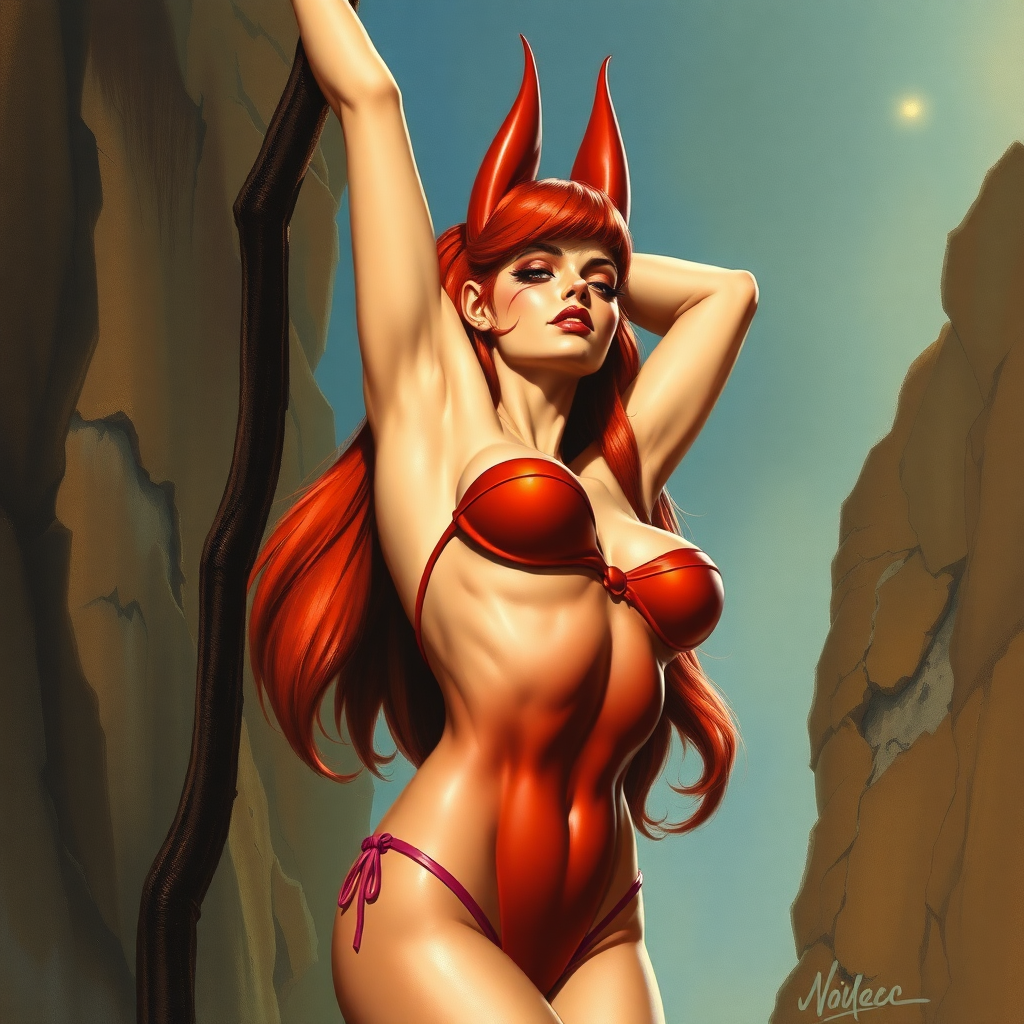 Imagine: if Frank Frazetta had originally painted Jessica Rabbit for adult comics - her arms up.