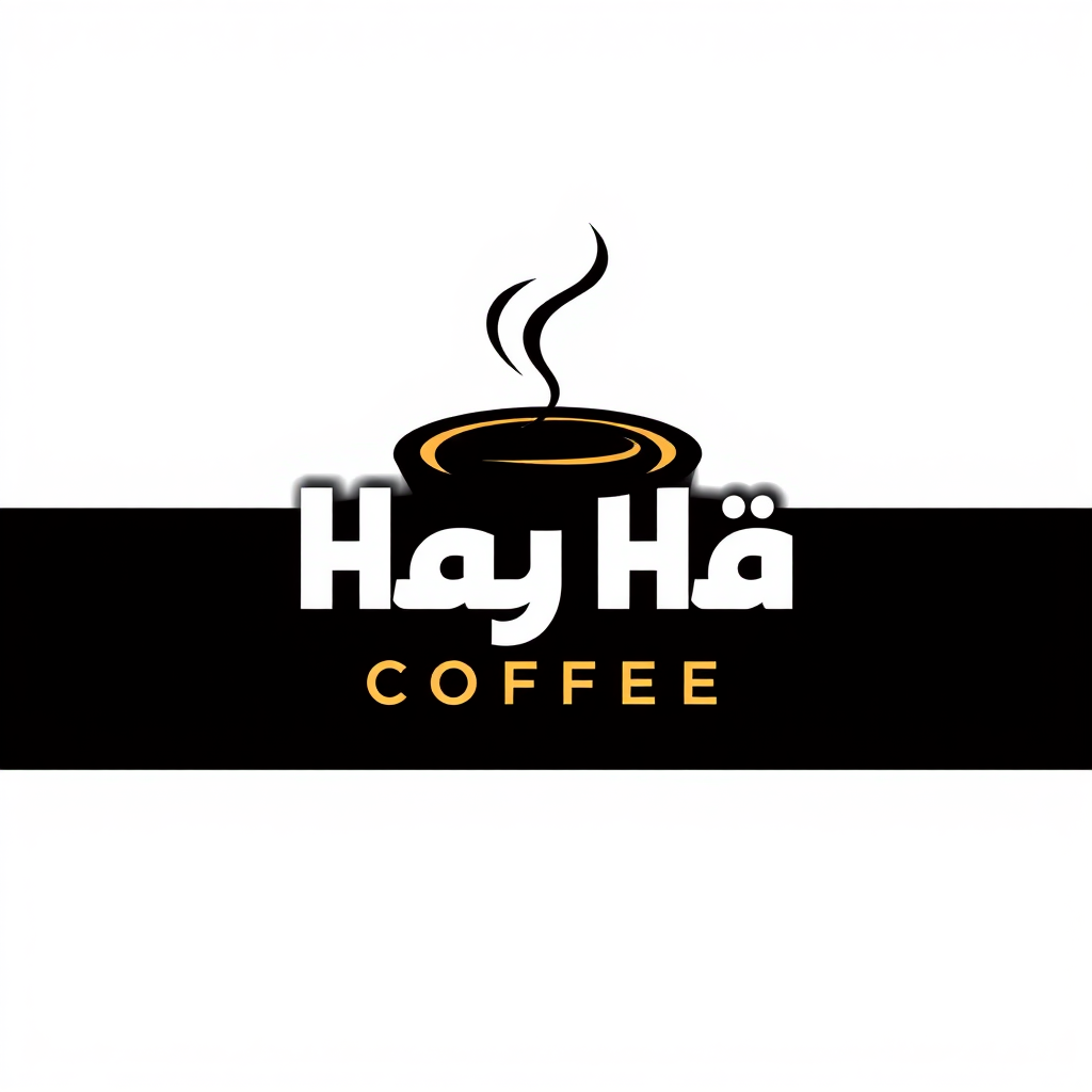 logo, coffee shop, Ha Ha coffee, designed with Arabic script, modern, letters, minimalist, cup, no shadows, no colors, clear, vector