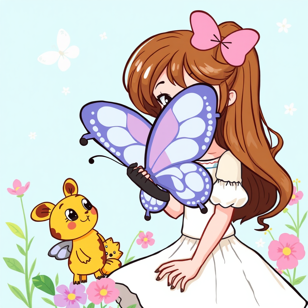 draw a cartoon butterfly with her friends