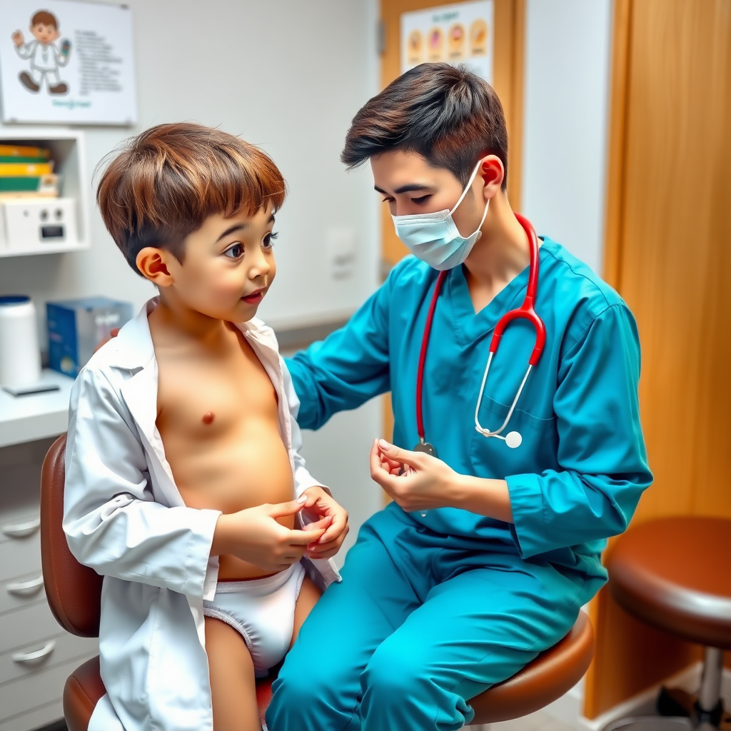 13 year old boy getting his cartoon undies checked by doctor