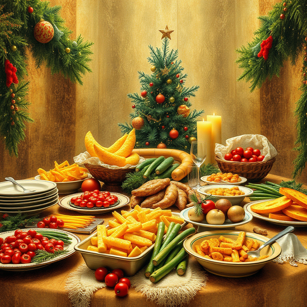 Christmas buffet, but the food is all bugs and insects