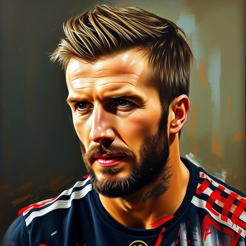 Portrait painting of David Beckham by realism painter Jean-Francois Millet