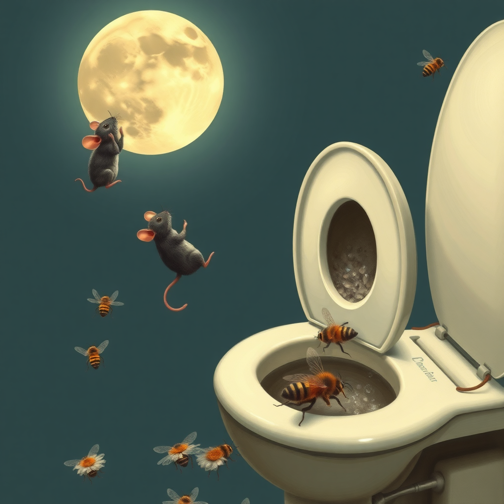 rats diving off the moon into a toilet, bees