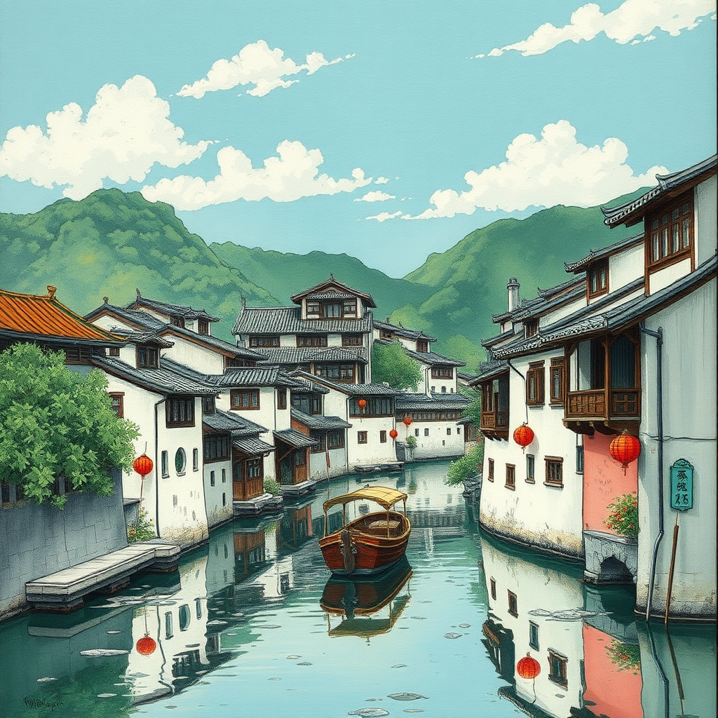 Southern water town, Wu Guanzhong style