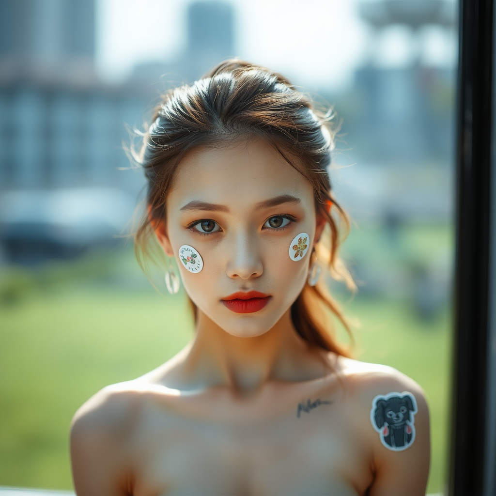 Asian beauty with nipple stickers