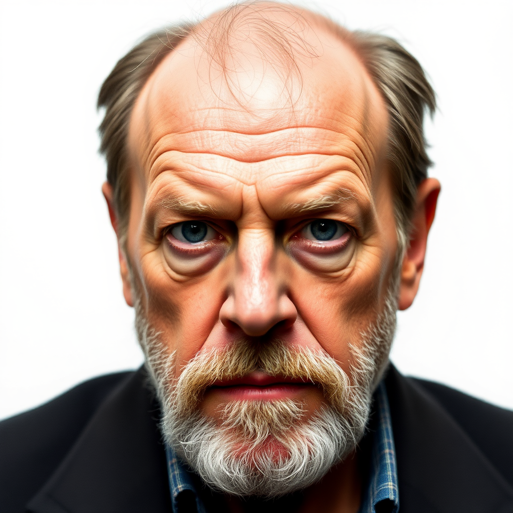 Create a picture portrait of Jack Nicholson in the style of Max Richter. Nicholson is 50 years old and looks directly into the camera. The portrait is in color. Nicholson has no beard.