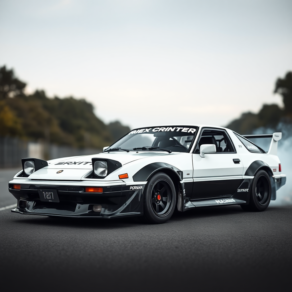 rx7 racing ae86 black and white car