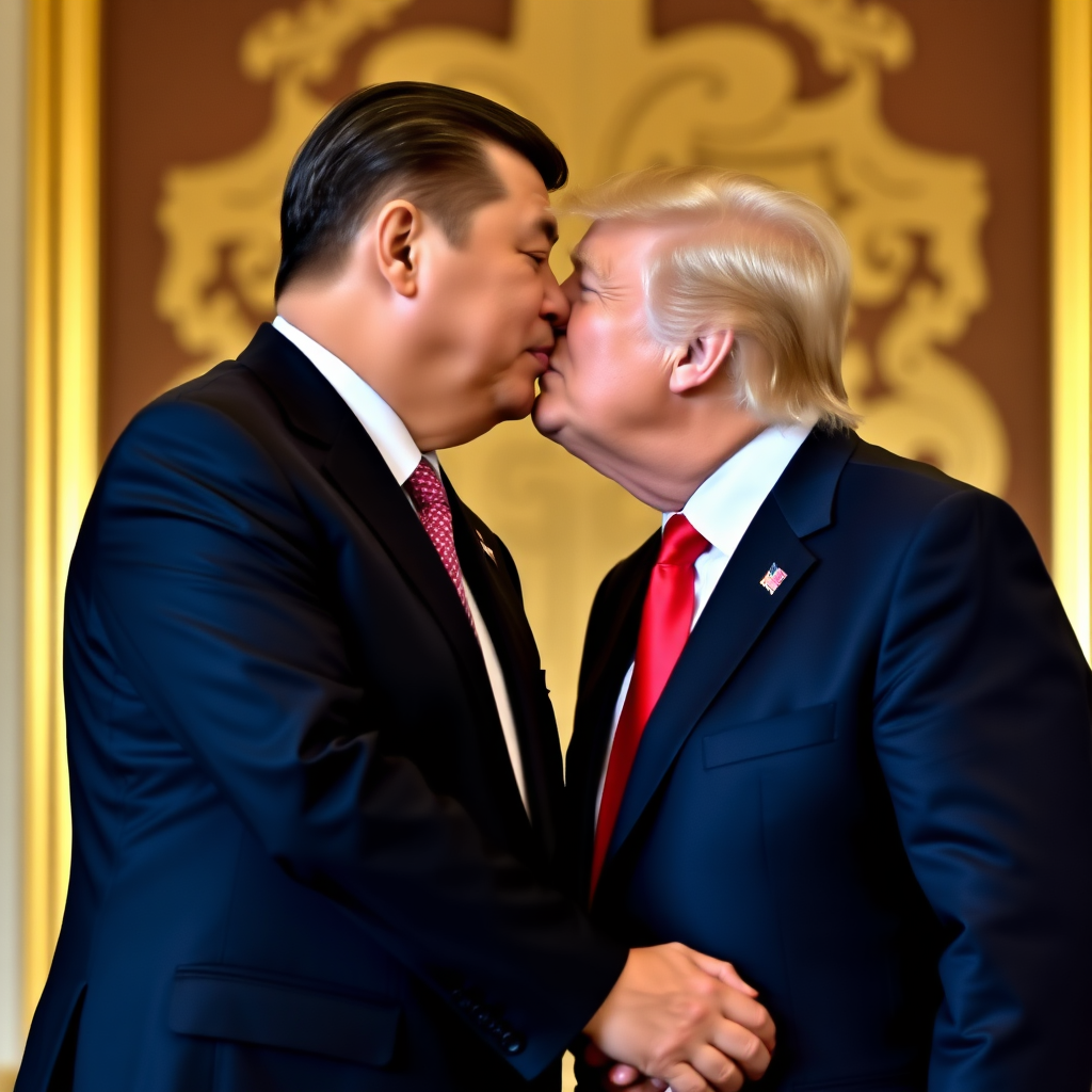 Xi Jinping and Donald Trump kissing