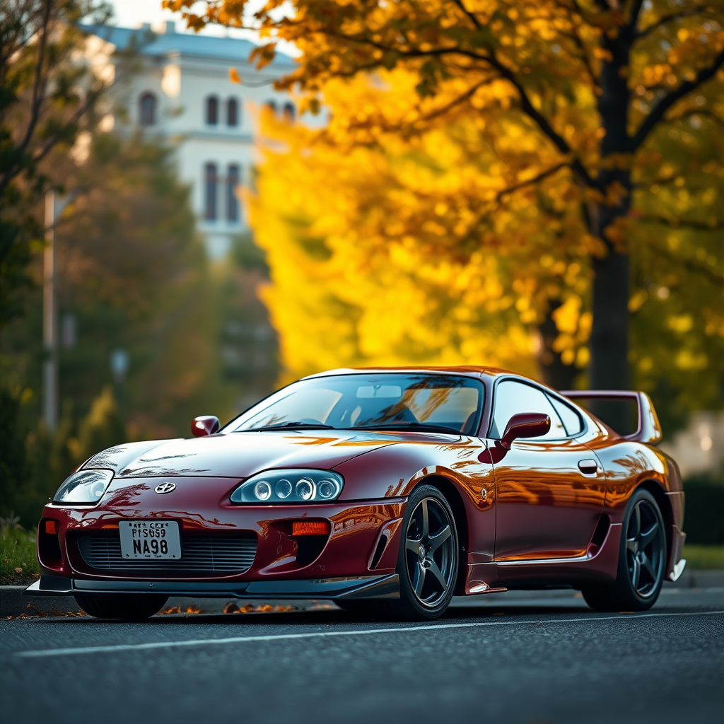 toyota supra the car is parked on the side of the road, inspired by Taiyō Matsumoto, tumblr, restomod, nd4, c4