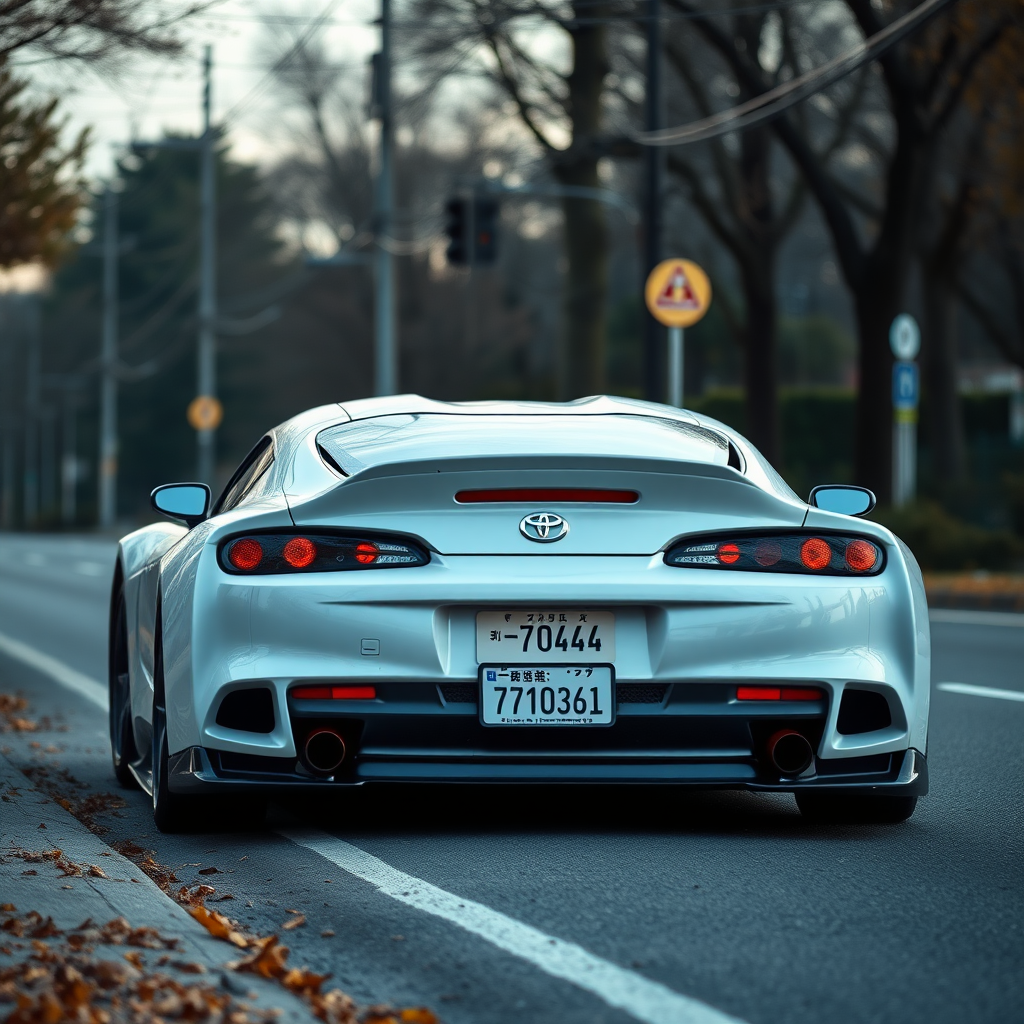 toyota supra the car is parked on the side of the road, inspired by Taiyō Matsumoto, tumblr, restomod, nd4, c4