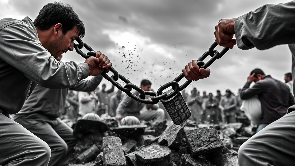 people breaking chains