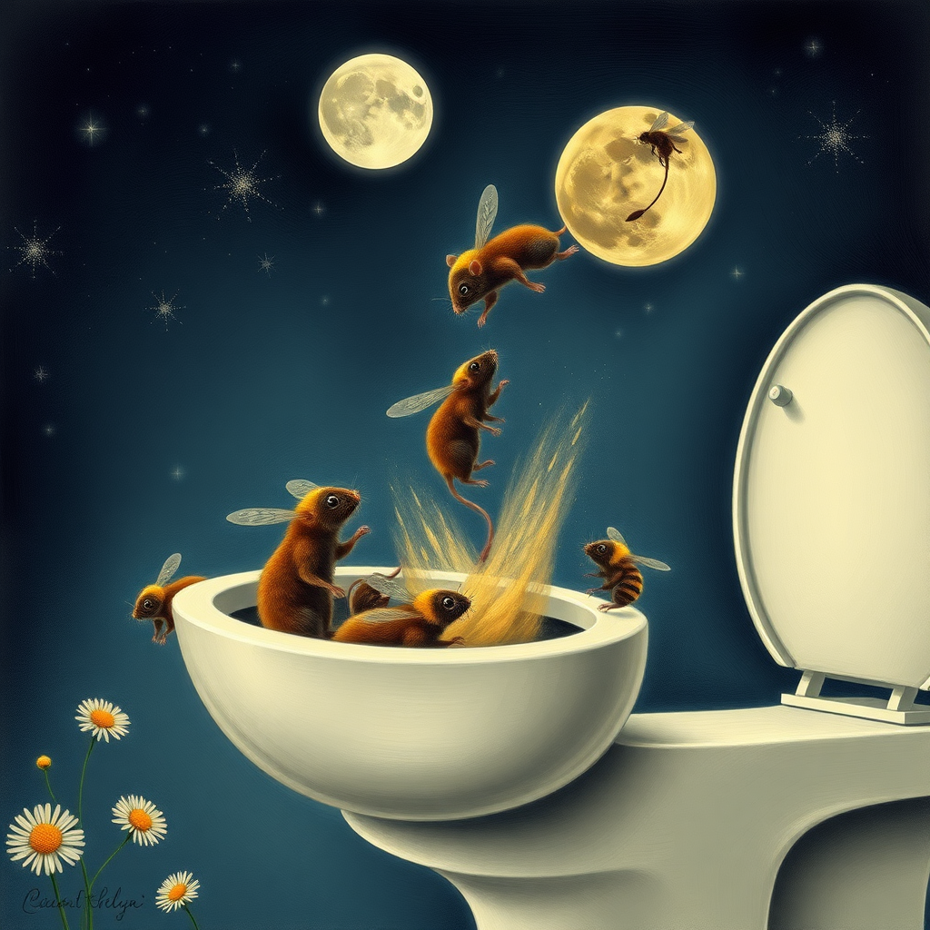 rats jumping off the moon into a toilet,bees