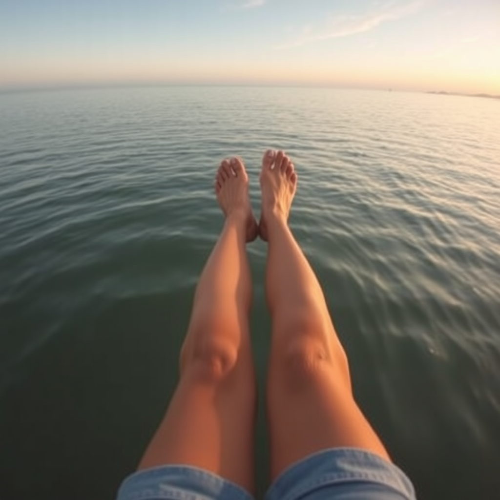 first person view, bare long slender legs