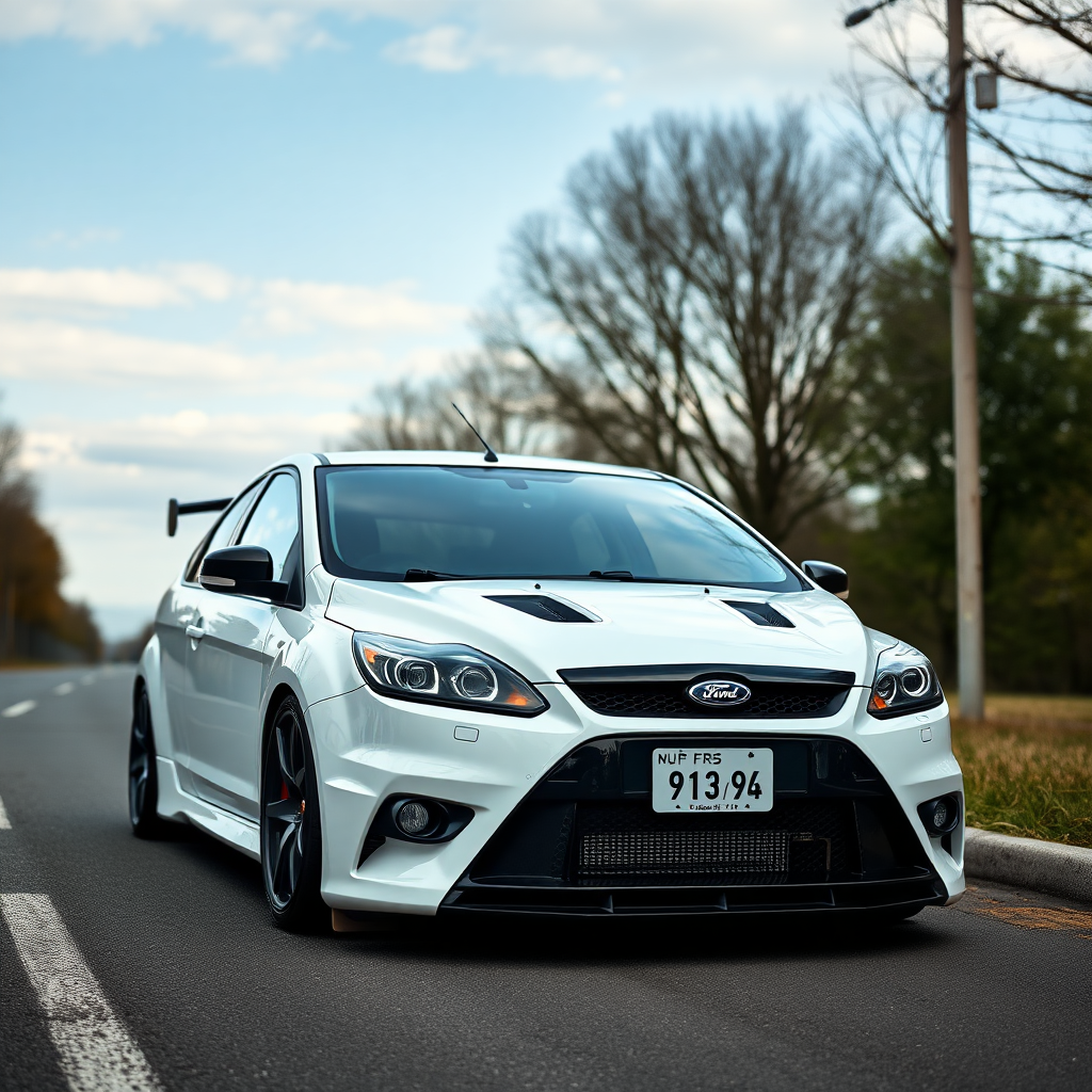 concept ford focus rs 2009 car is parked on the side of the road, inspired by Taiyō Matsumoto, tumblr, restomod, nd4, c4