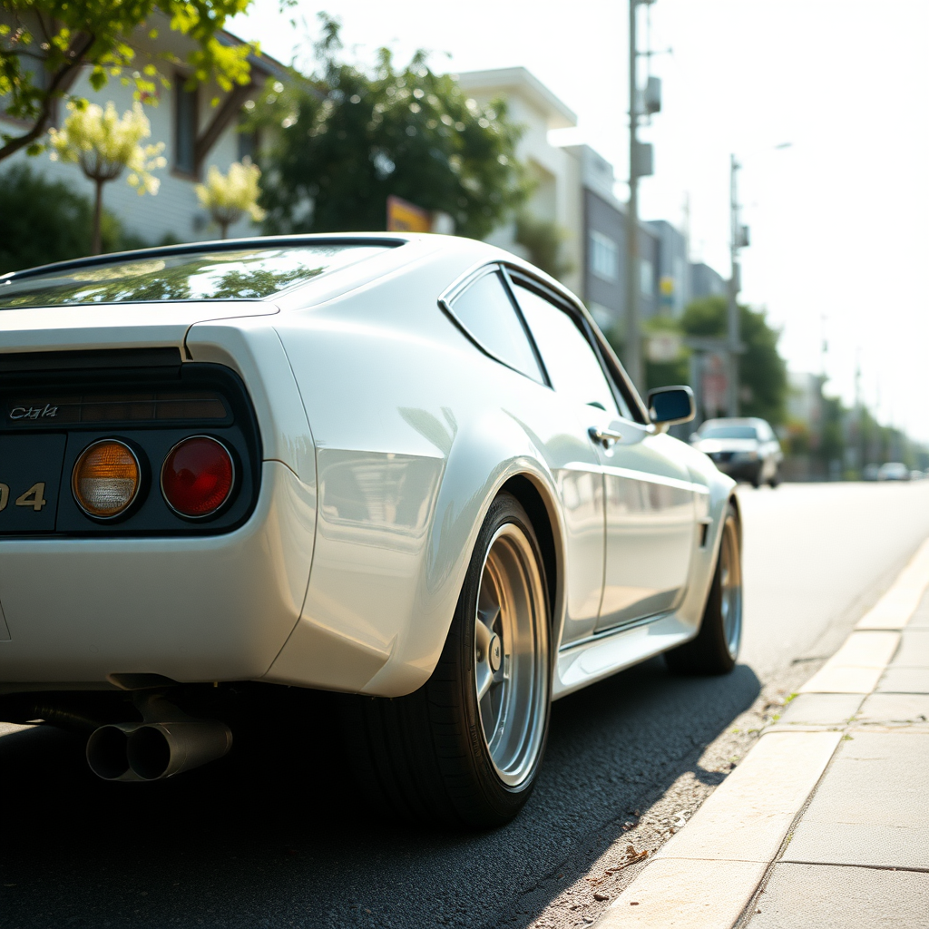 the car is parked on the side of the road, inspired by Taiyō Matsumoto, tumblr, restomod, nd4, c4