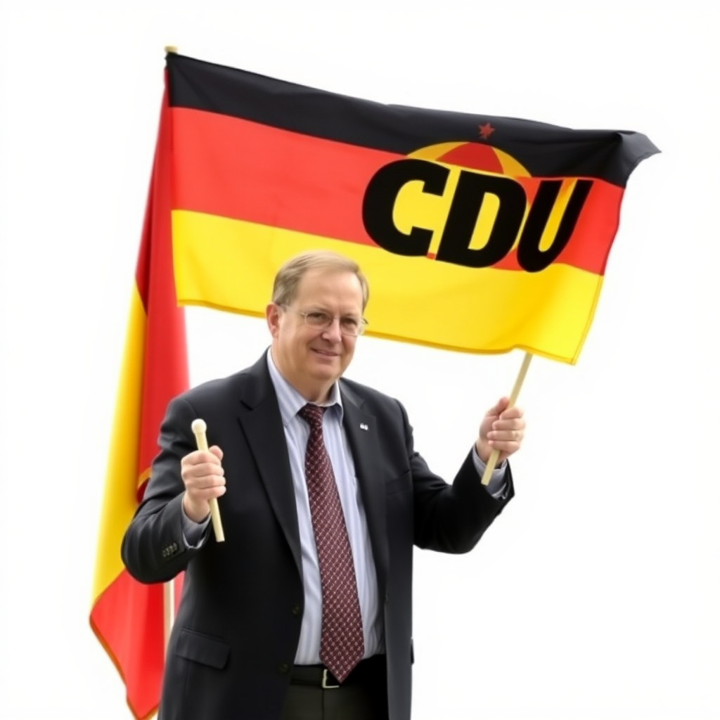 Federal Chancellor Olaf Scholz with a CDU flag