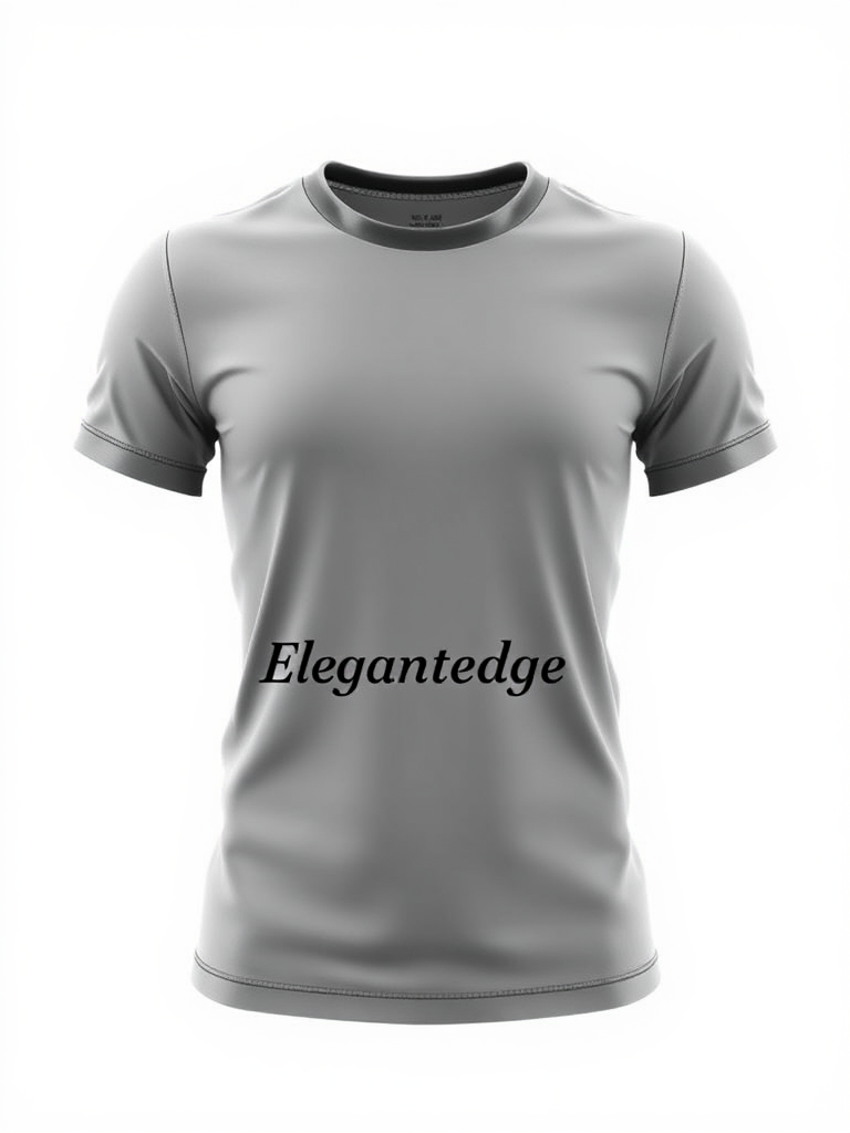 **Prompt for 3D Modeling Icon - T-Shirt for Elegantedge:**

Create a sleek, modern 3D icon of a **t-shirt** that embodies the **Elegantedge** brand. The t-shirt should have a clean, fitted silhouette with smooth lines to represent its premium quality and fashionable appeal. Highlight subtle details like finely stitched seams, a neatly designed collar, and soft fabric textures to emphasize both comfort and style.

Incorporate the **Elegantedge** name in a sophisticated, minimalist font, either subtly embossed along the hem or across the chest. Use a monochromatic color scheme (black, grey, or white) with glossy or metallic accents to enhance the elegant and edgy look. The overall design should convey a sense of **refined simplicity** and **urban edge**, reflecting the essence of the Elegantedge brand.