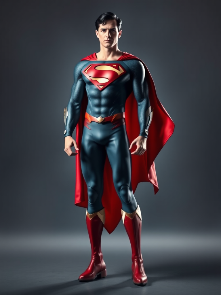 Generate a full-length image of Superman with the body attributes of Emma Frost. Retain Superman's core costume but incorporate embellishments and elements from Emma Frost's attire. The background should be an appropriate setting for both characters.

**Character Specifications:**

* Superman: Body attributes of Emma Frost
* Emma Frost: Embellishments and elements incorporated into Superman's costume

**Background Setting:**

Appropriate for both Superman and Emma Frost

**Image Resolution:**

Full-length

**Character Poses:**

Natural and dynamic

**Color Palette:**

Vivid and vibrant

**Lighting:**

Dramatic and atmospheric

**Additional Notes:**

* Maintain the iconic elements of Superman's costume, such as the cape, tights, and boots.
* Incorporate Emma Frost's signature diamond-shaped headpiece and form-fitting suit.
* Choose a background that reflects the intersection of Superman's and Emma Frost's world.