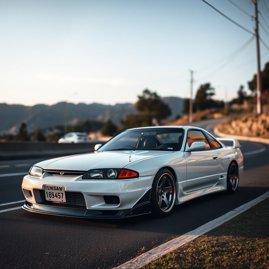 Nissan Silvia S14 the car is parked on the side of the road, inspired by Taiyō Matsumoto, Tumblr, restomod, ND4, C4