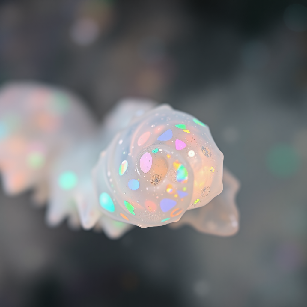 dreamscape, nebula, Bokeh, abstract, brilliant colors, glittering, translucent, mother of pearl, opal, iridescent, natural skin, glowing, artistic photo, wide angle, cute, interesting, microscopy, underwater, airy