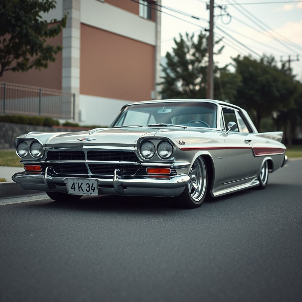 the car is parked on the side of the road, inspired by Taiyō Matsumoto, tumblr, restomod, nd4, c4 metallic shine classic american low rider car