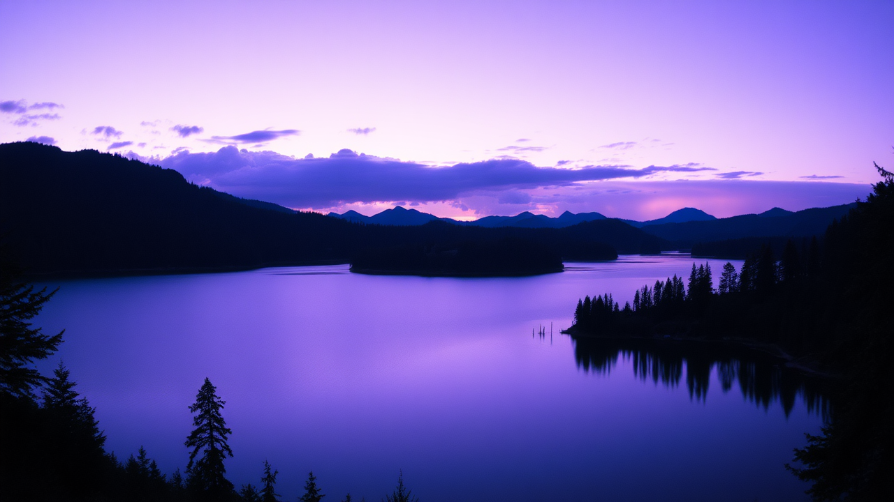 photo,lakes,nature,purple sky,lightning