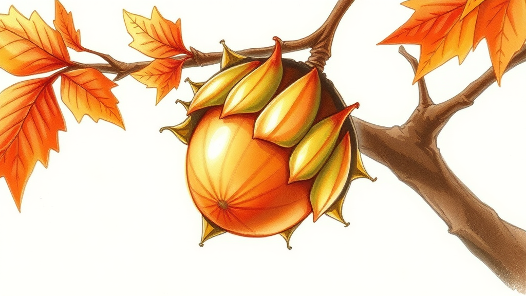 Draw the chestnut husk of autumn.