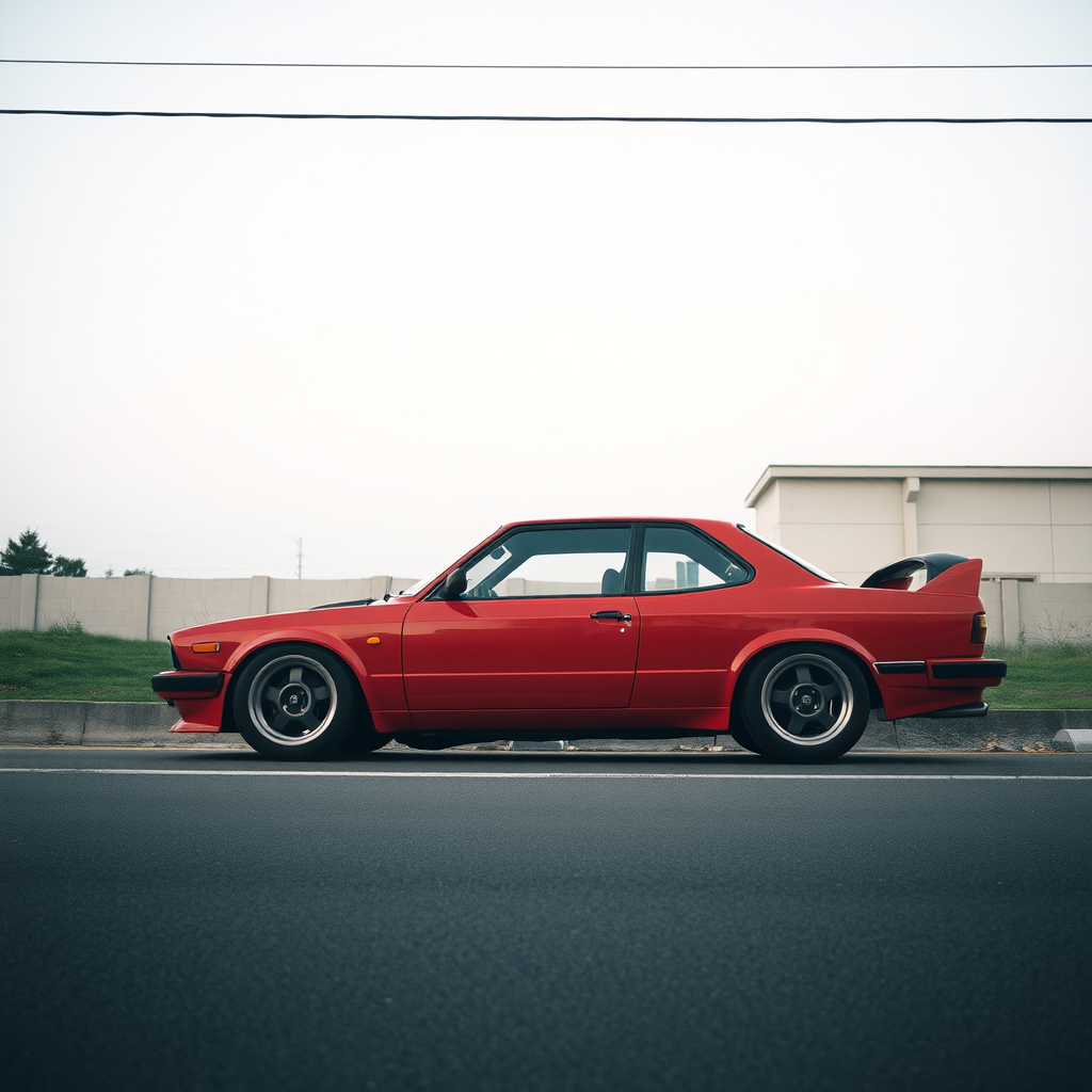 the car is parked on the side of the road, inspired by Taiyō Matsumoto, tumblr, restomod, nd4, c4