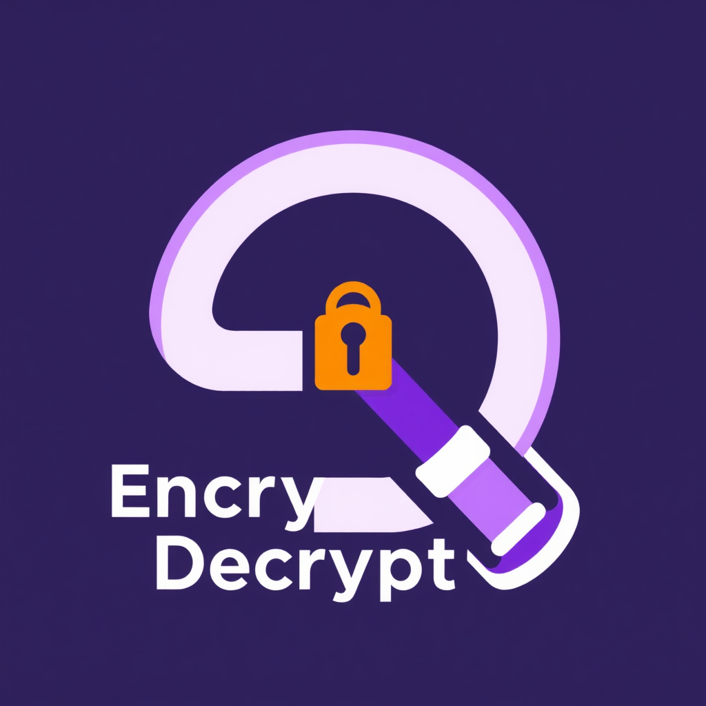 Purple orange white Logo representing an Encryption & Decryption tool.