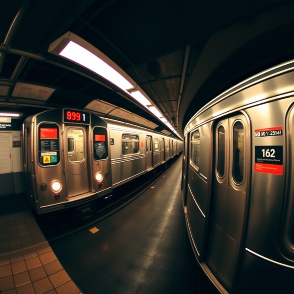 New York subway in panorama.