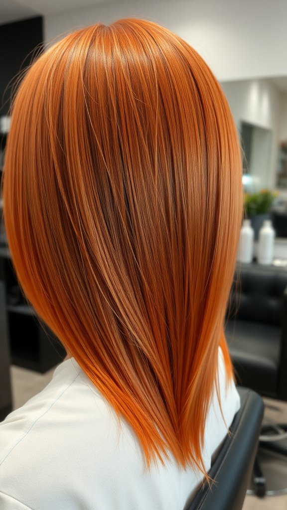 Hair without a color of red-orange, in high definition, in the background, hairdressing salon